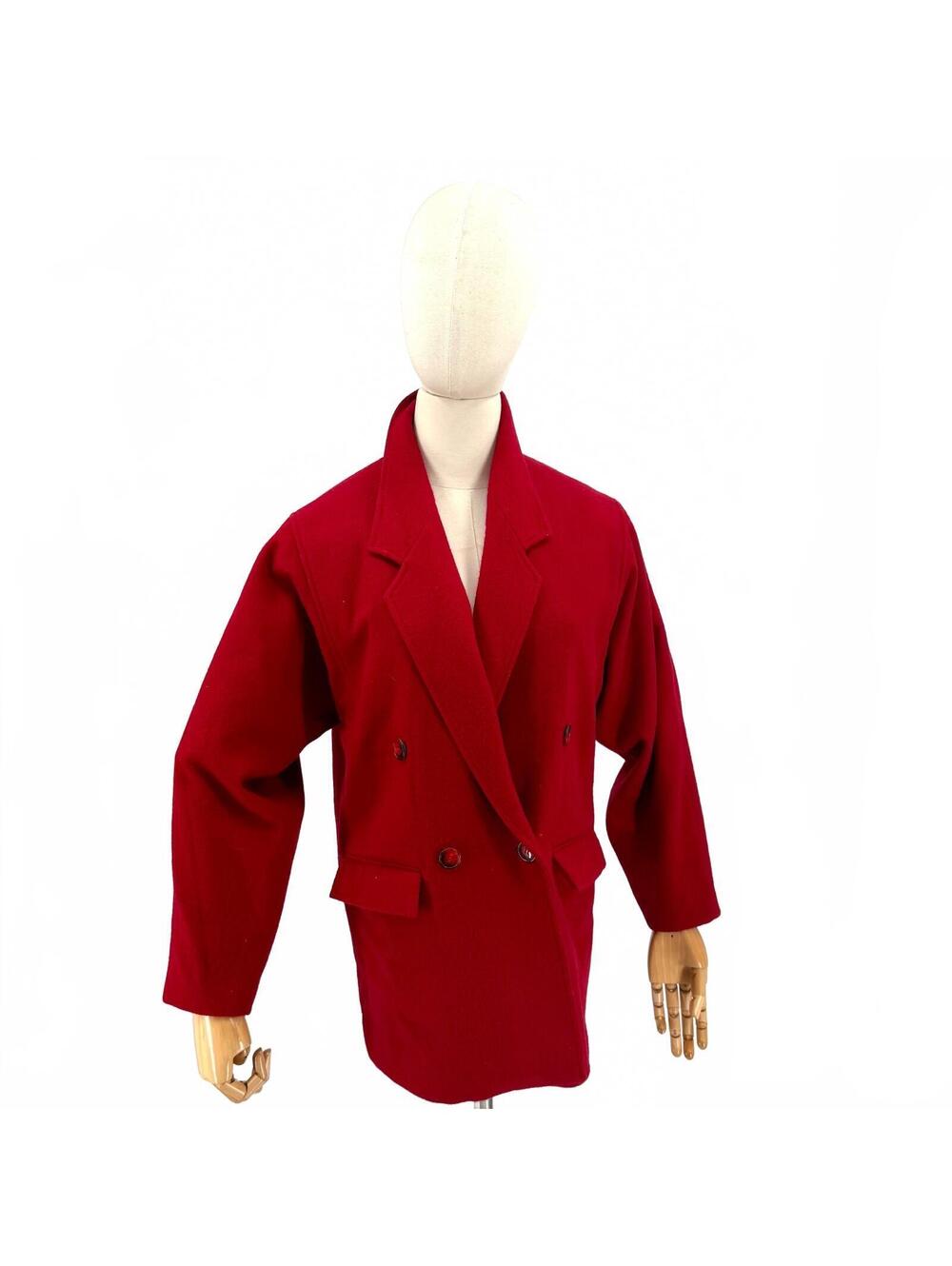 Vintage 80s Prophecy Red 100% Wool Double-Breasted Blazer